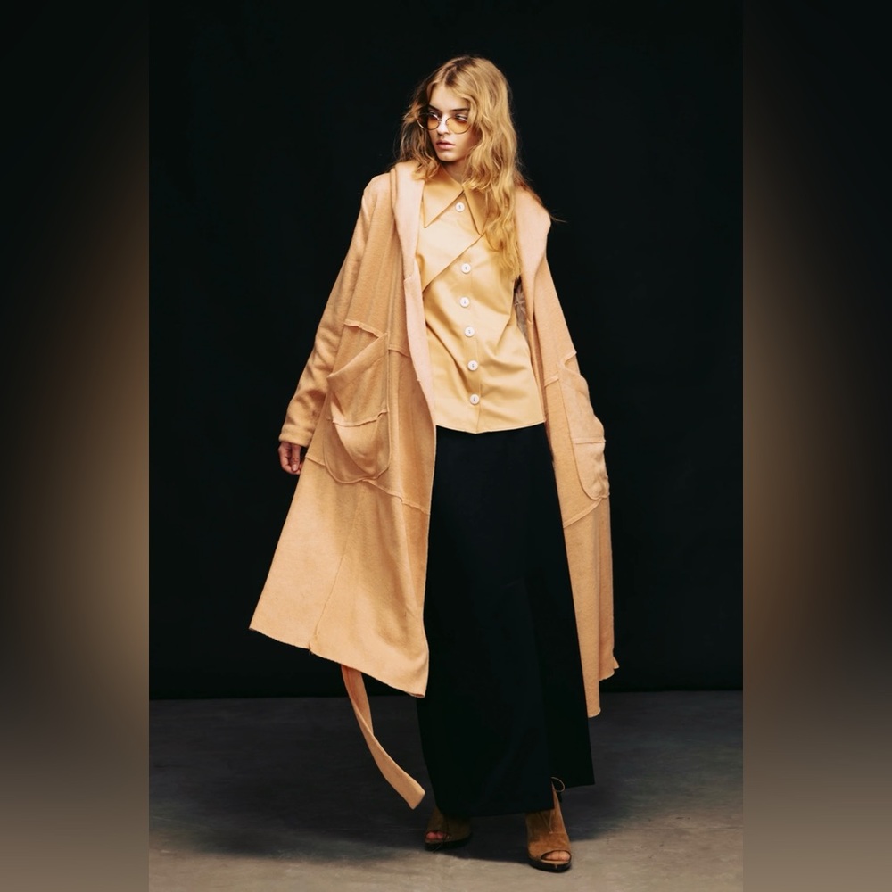 Julia Allert Designer Wrap Cardigan Coat Pale Yellow